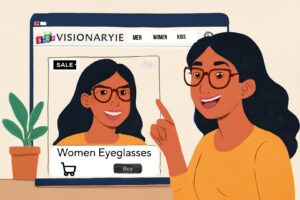 Online eyewear shopping at Visionaryie.com featuring trendy eyeglasses, durable frames, and advanced lens options with UV and blue light protection.