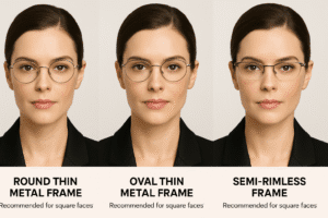 Explore the best eyeglass frames for square face shapes at Visionaryie.com — from round and oval to softer curves, designed to balance strong angles with style and comfort.