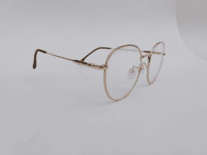 Trendy Gold Black Round Eyeglasses