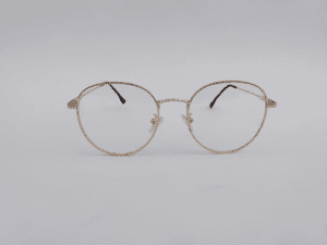 Trendy Gold Black Round Eyeglasses