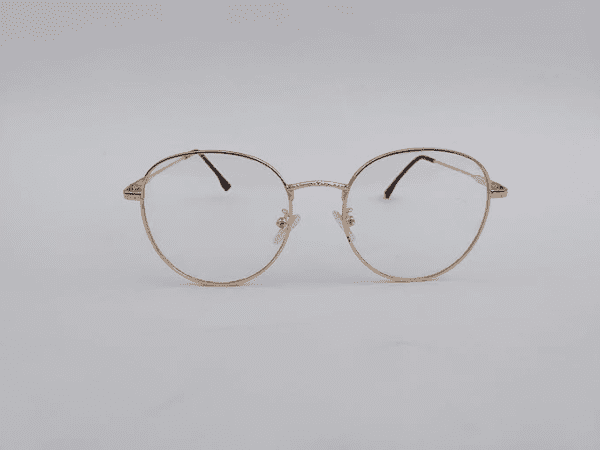 Trendy Gold Black Round Eyeglasses