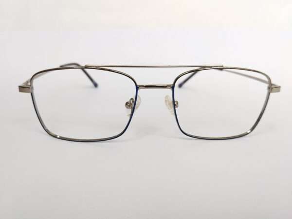 Metal blue grey aviator eyeglasses with lightweight durable frame and modern unisex style for everyday comfort.