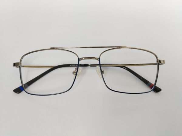 Metal blue grey aviator eyeglasses with lightweight durable frame and modern unisex style for everyday comfort.