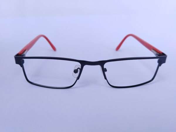 Black Red Metal Rectangle eyeglasses frame with sleek modern design