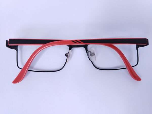 Black Red Metal Rectangle eyeglasses frame with sleek modern design