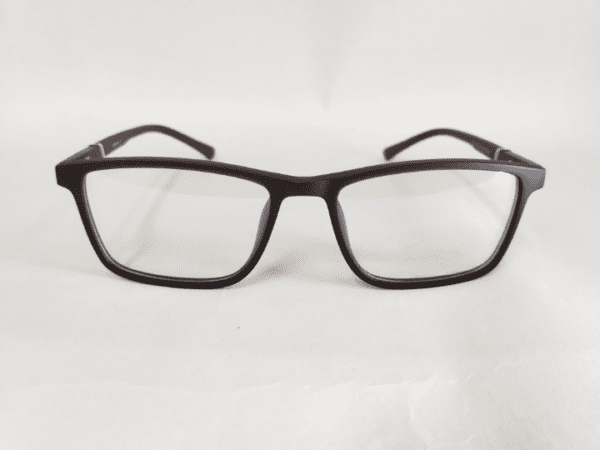 Matte brown eyeglass frame with a sleek, modern design and lightweight construction, suitable for everyday wear