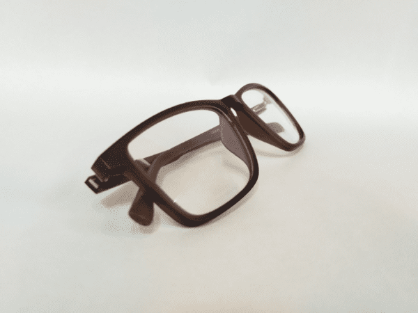 Matte brown eyeglass frame with a sleek, modern design and lightweight construction, suitable for everyday wear