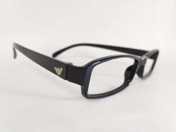 Black rectangular eyeglass frames with a modern, minimalist design