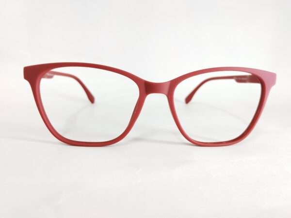 Matte maroon eyeglass frames with a modern design