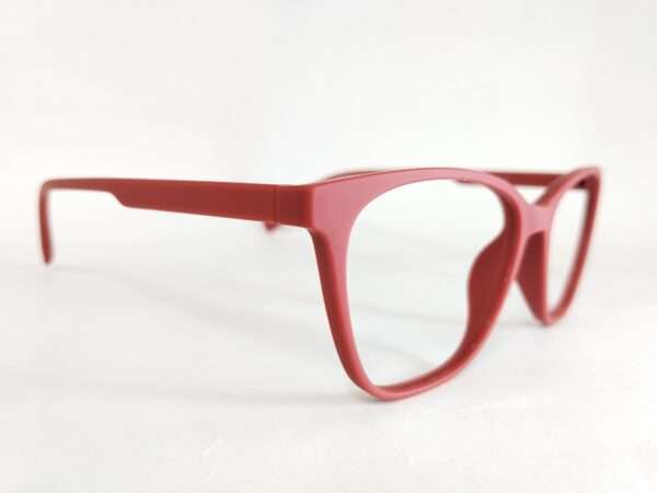 Matte maroon eyeglass frames with a modern design