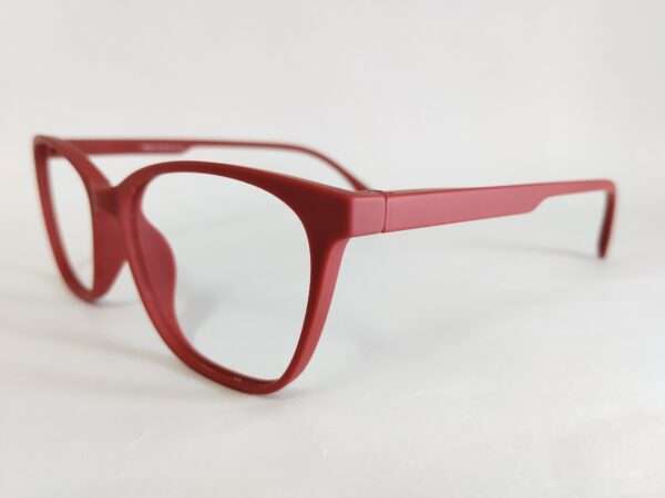 Matte maroon eyeglass frames with a modern design