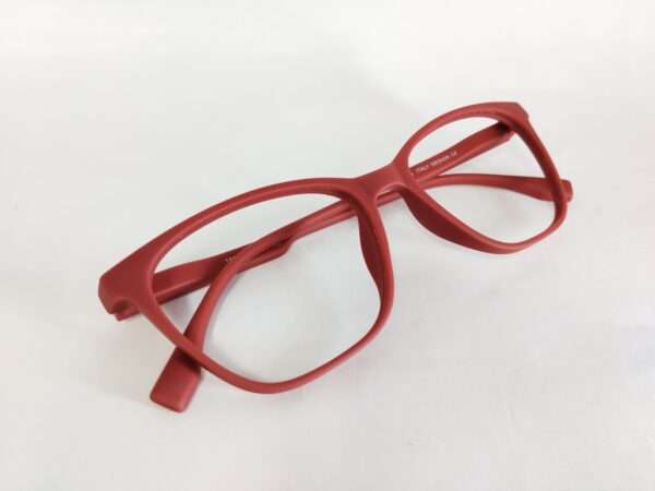 Matte maroon eyeglass frames with a modern design