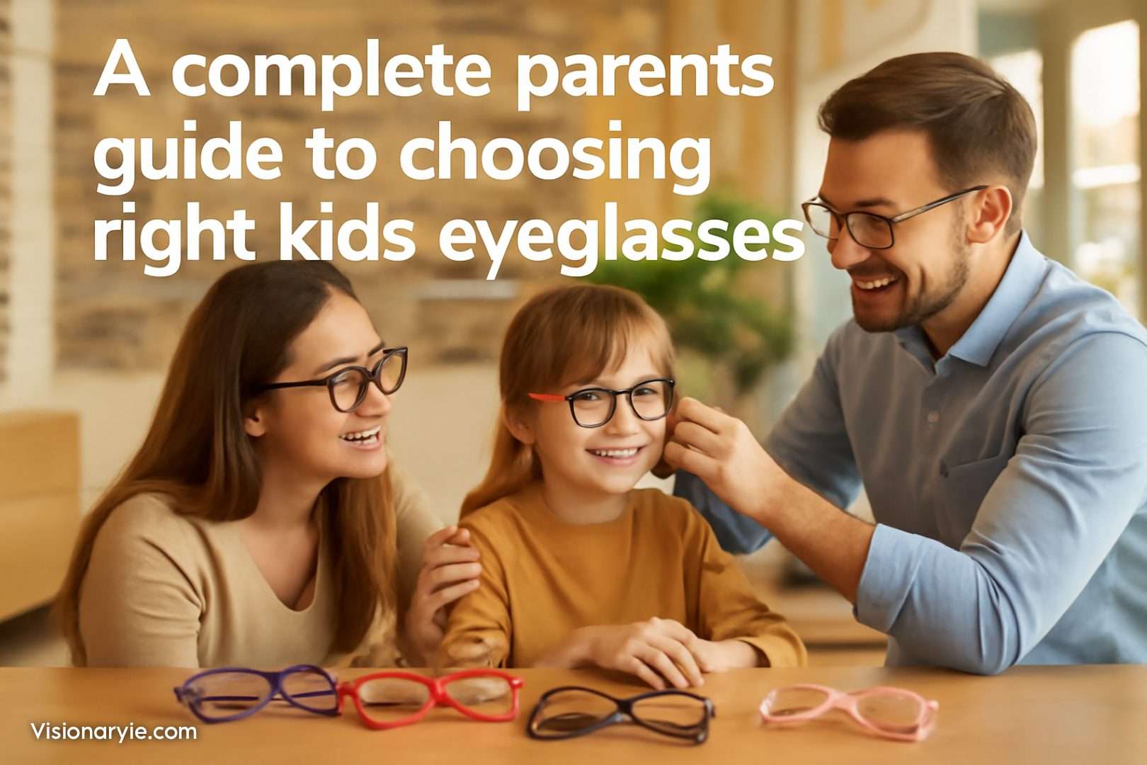 Kids glasses at Visionaryie.com featuring durable frames, stylish designs, and prescription lenses with blue light protection for toddlers to teens.