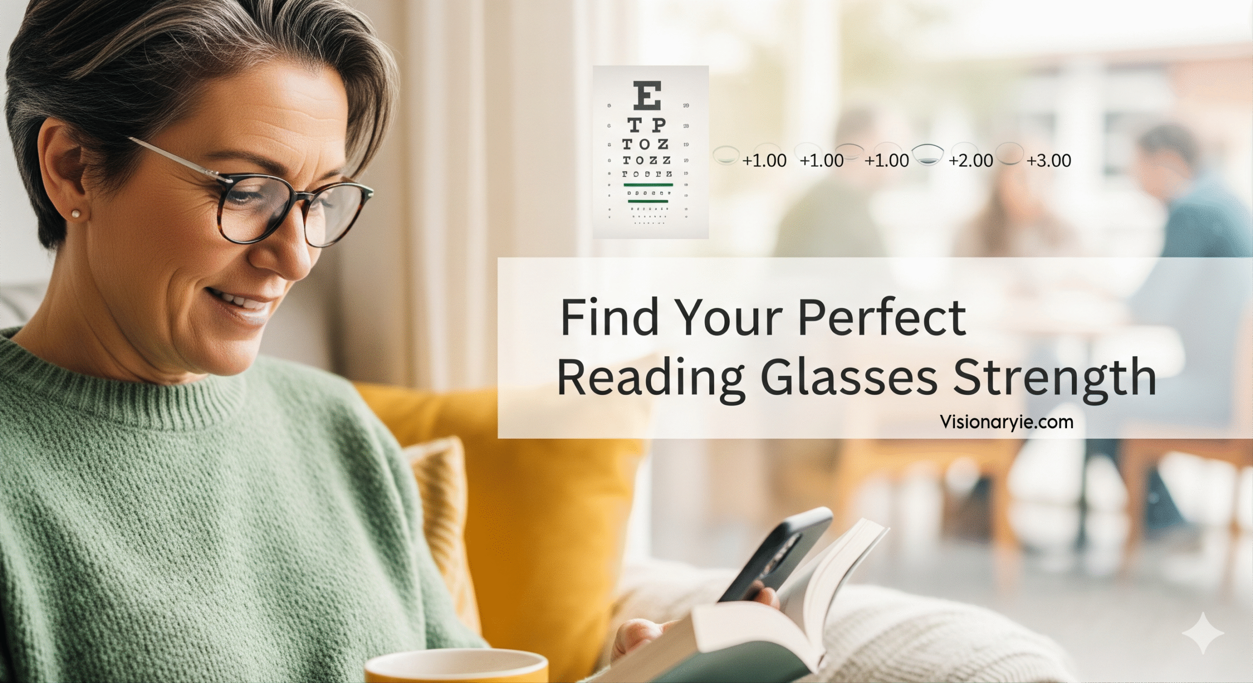 Stylish eyeglass frame styles with the right reading glasses strength for men and women at Visionaryie.com