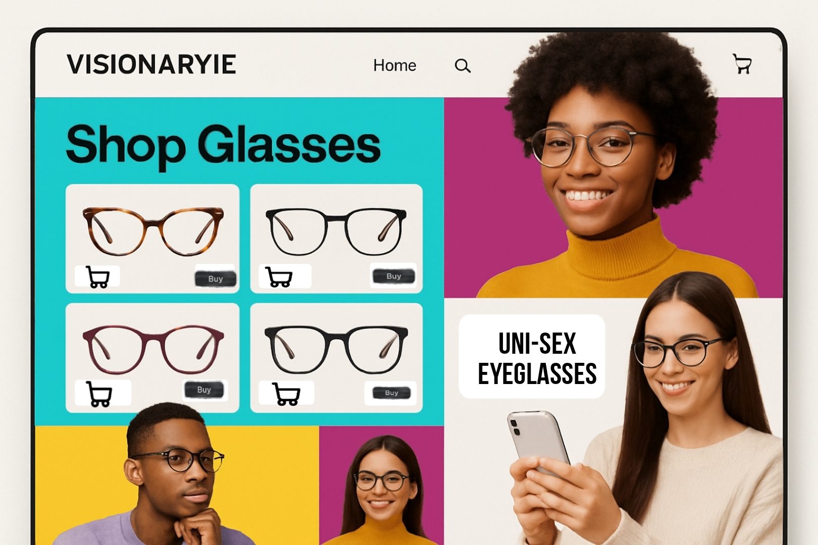 Revolutionize Your Online Eyewear Shopping Experience with Visionaryie Online eyewear shopping at Visionaryie.com featuring trendy eyeglasses