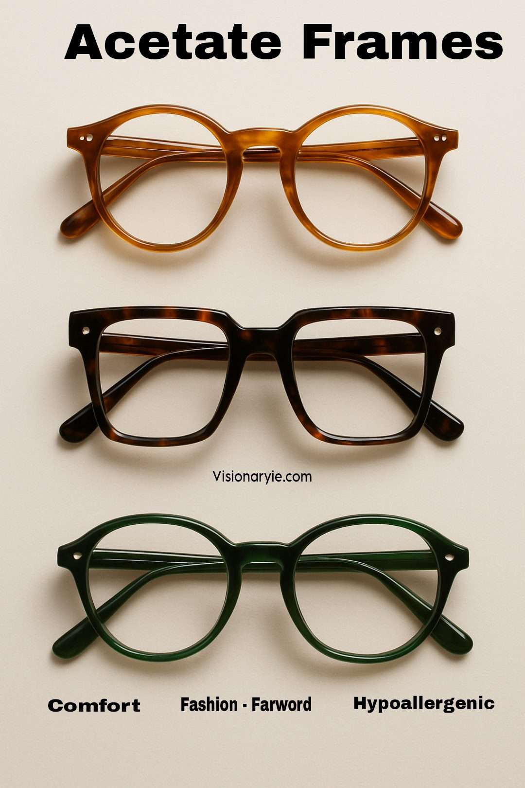 Shop acetate eyeglass frames at Visionaryie.com — lightweight, durable, and stylish eyewear crafted for comfort, vibrant colors, and a modern look.