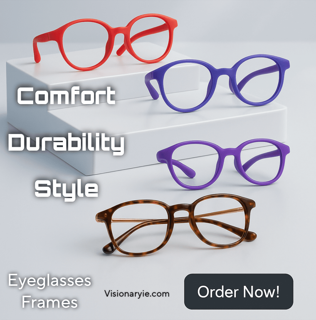 Discover different eyeglass frame materials at Visionaryie.com — from lightweight titanium and durable acetate to flexible plastic and stylish metal frames, crafted for comfort, strength, and fashion.