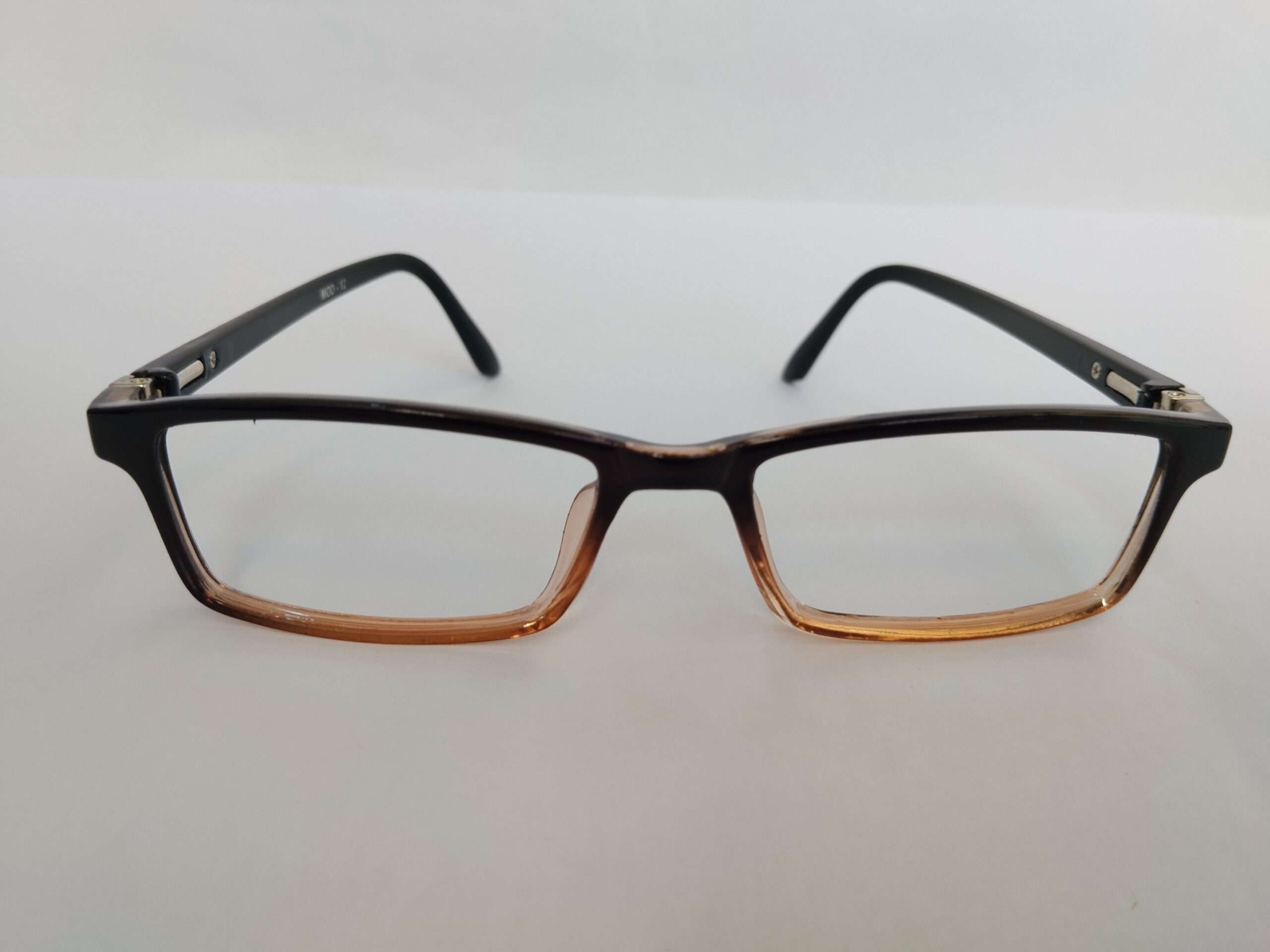 Black brown shade small rectangle shape glasses frames with compact modern dual-tone design