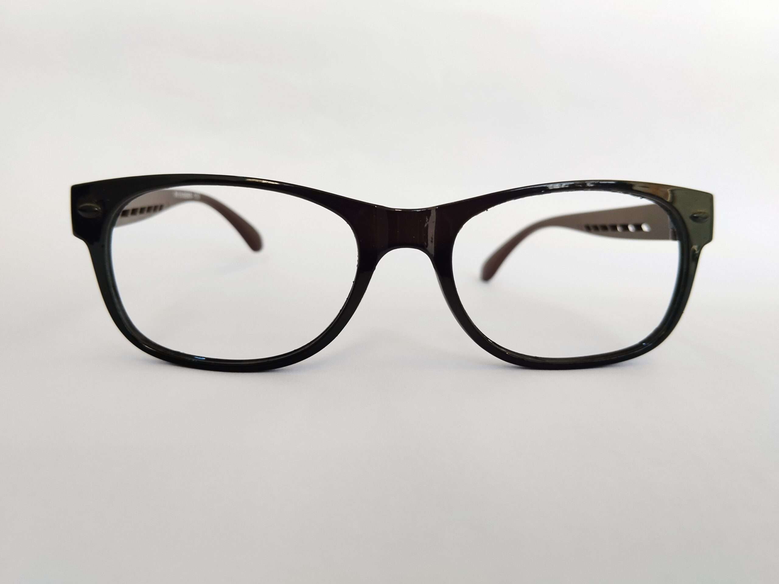 Black brown rectangle shape spectacles frames with dual-tone design and modern lightweight build