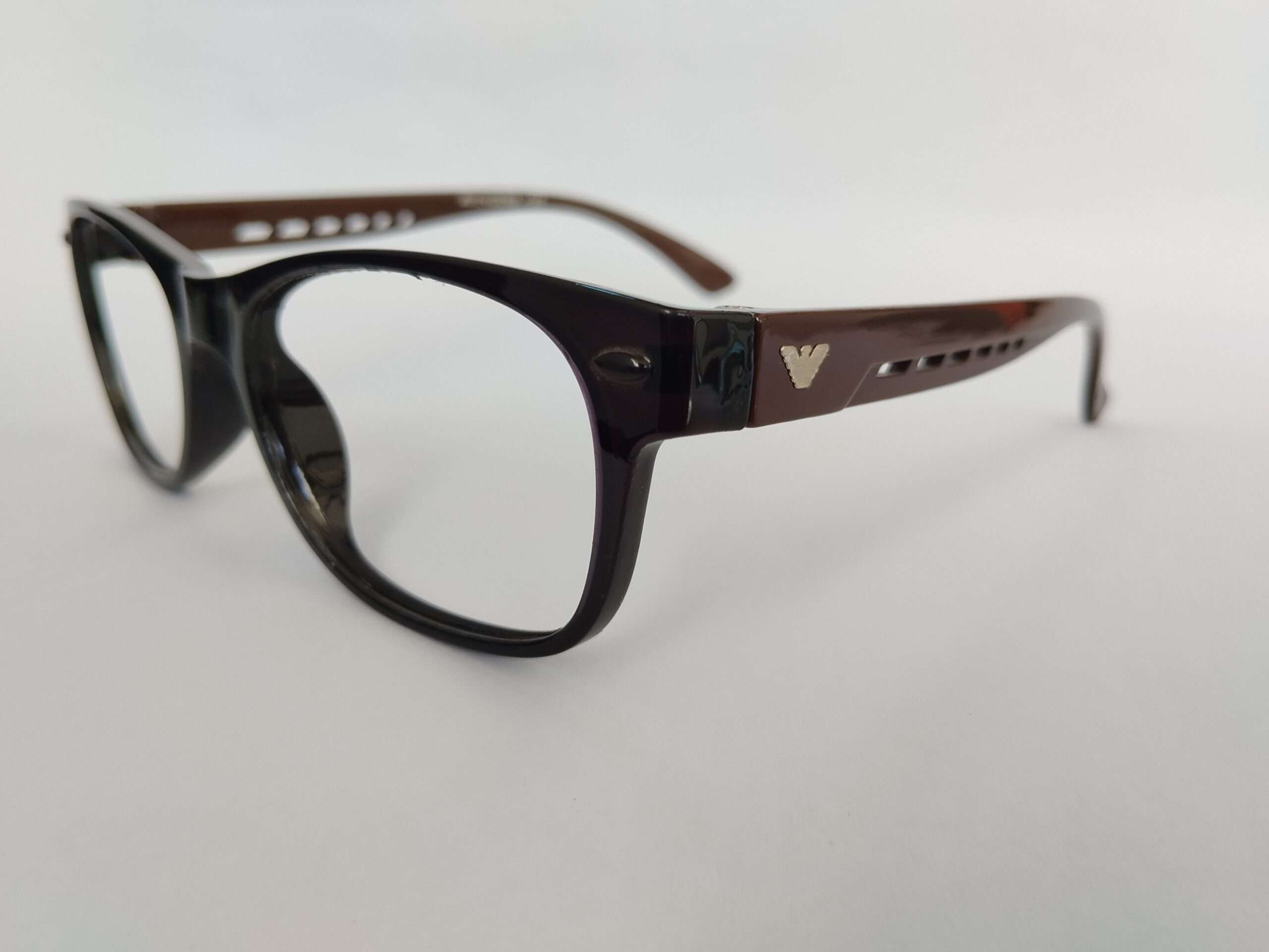 Black brown rectangle shape spectacles frames with dual-tone design and modern lightweight build