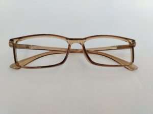 Glossy Light Brown Rectangular Eyeglasses Frames