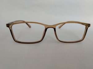 Glossy Light Brown Rectangular Eyeglasses Frames