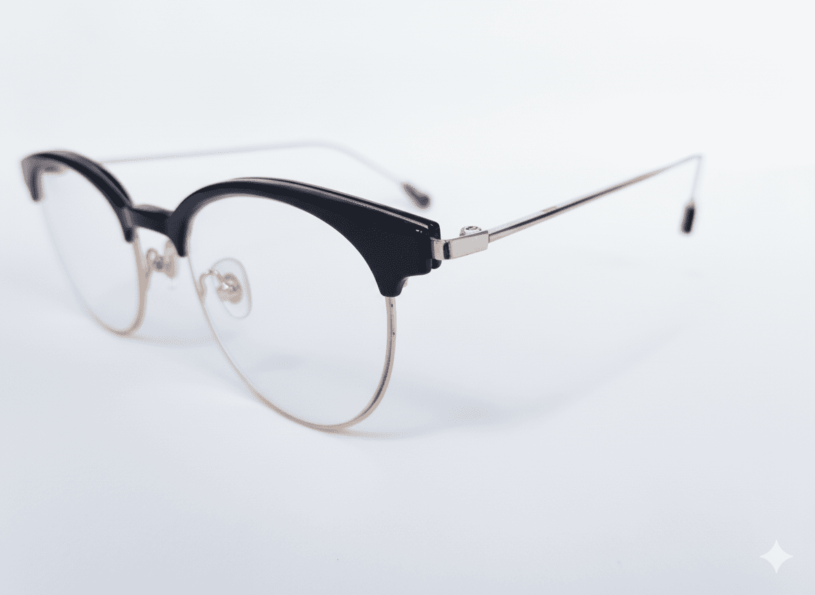 Black Gold Cat Eye progressive Reading Glasses with metal frame featuring black exterior and gold accents, designed for stylish and comfortable reading.