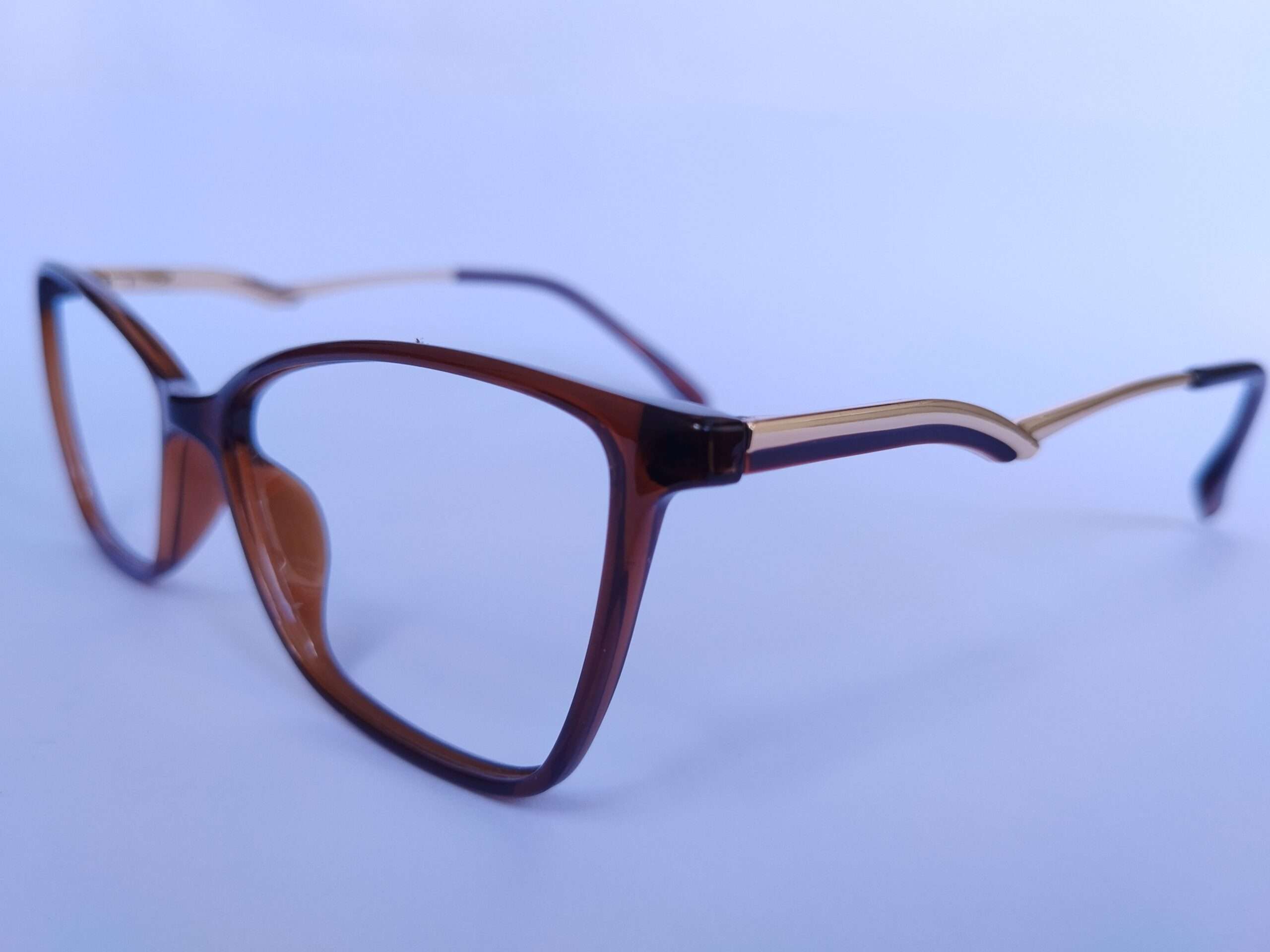 Brown Gold Cat Eye Reading Glasses Online with warm brown frame, gold accents, and clear magnifying lenses designed for stylish everyday reading.