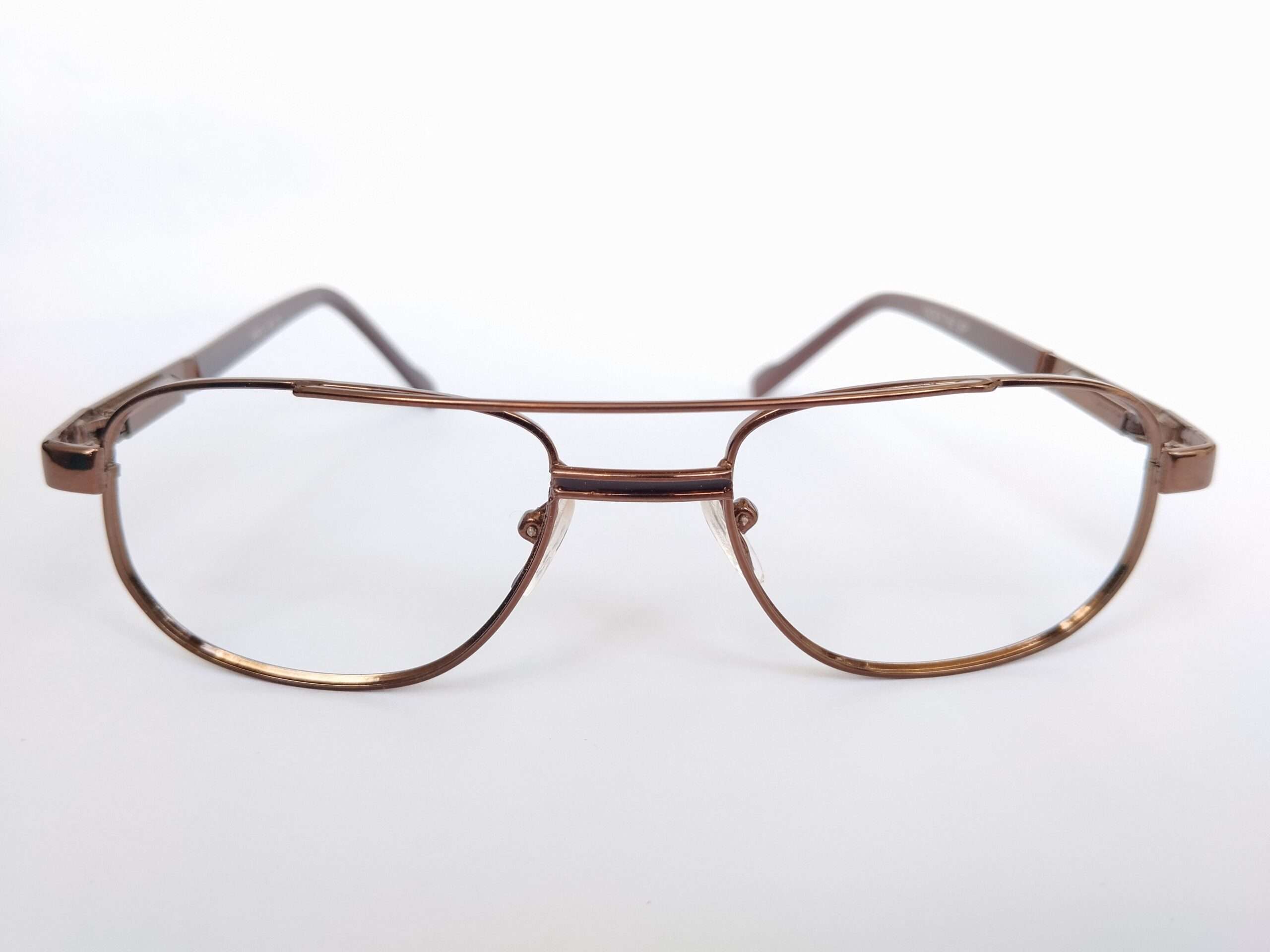 Brown Metal Aviator Reading Glasses featuring a classic aviator shape, warm brown metal frame, and clear magnifying lenses for daily reading comfort.