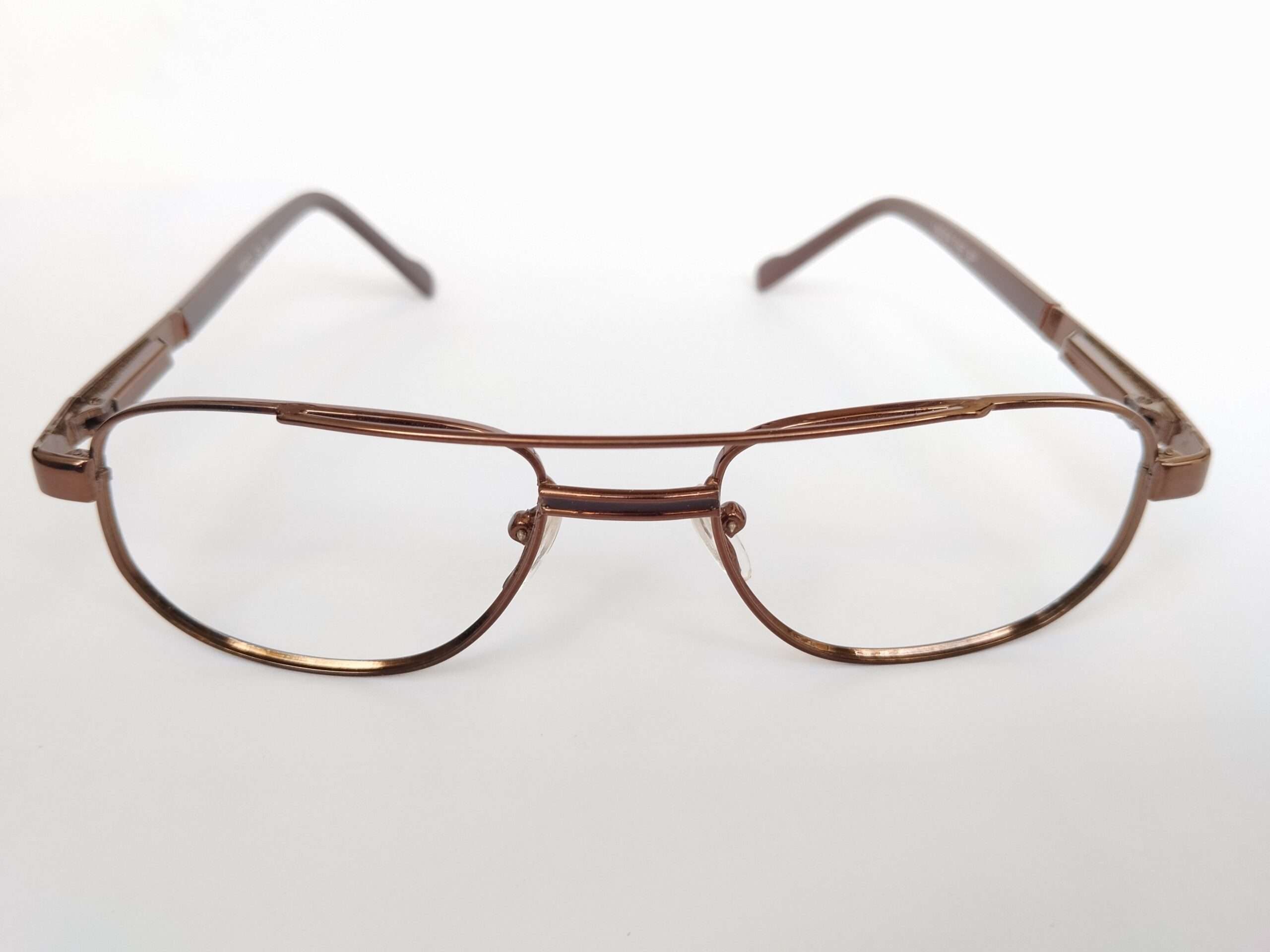 Brown Metal Aviator Reading Glasses featuring a classic aviator shape, warm brown metal frame, and clear magnifying lenses for daily reading comfort.