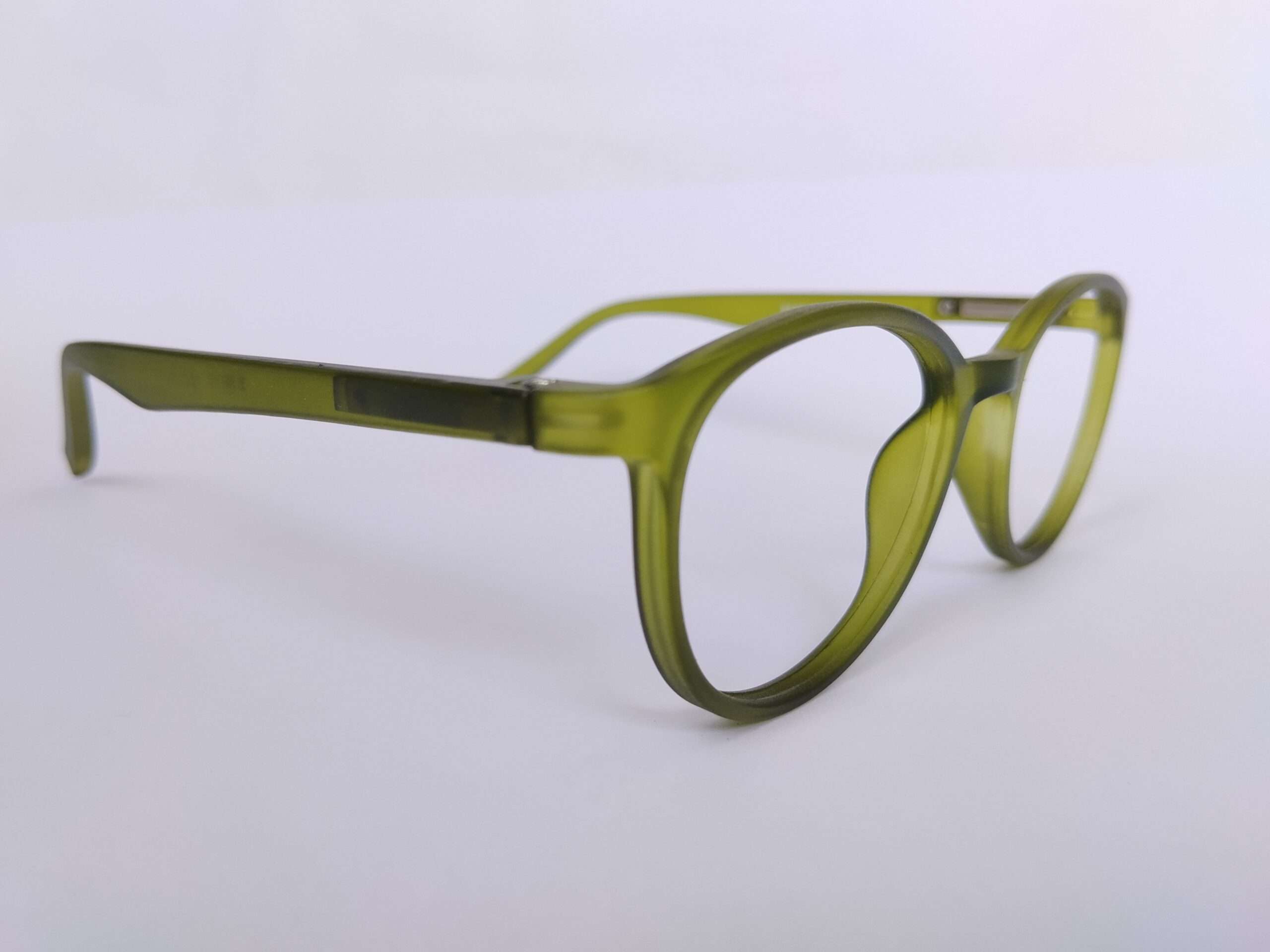 Olive Green Reading Glasses featuring a lightweight olive-green frame, smooth shaping, and clear Progressive glasses designed for daily reading comfort.