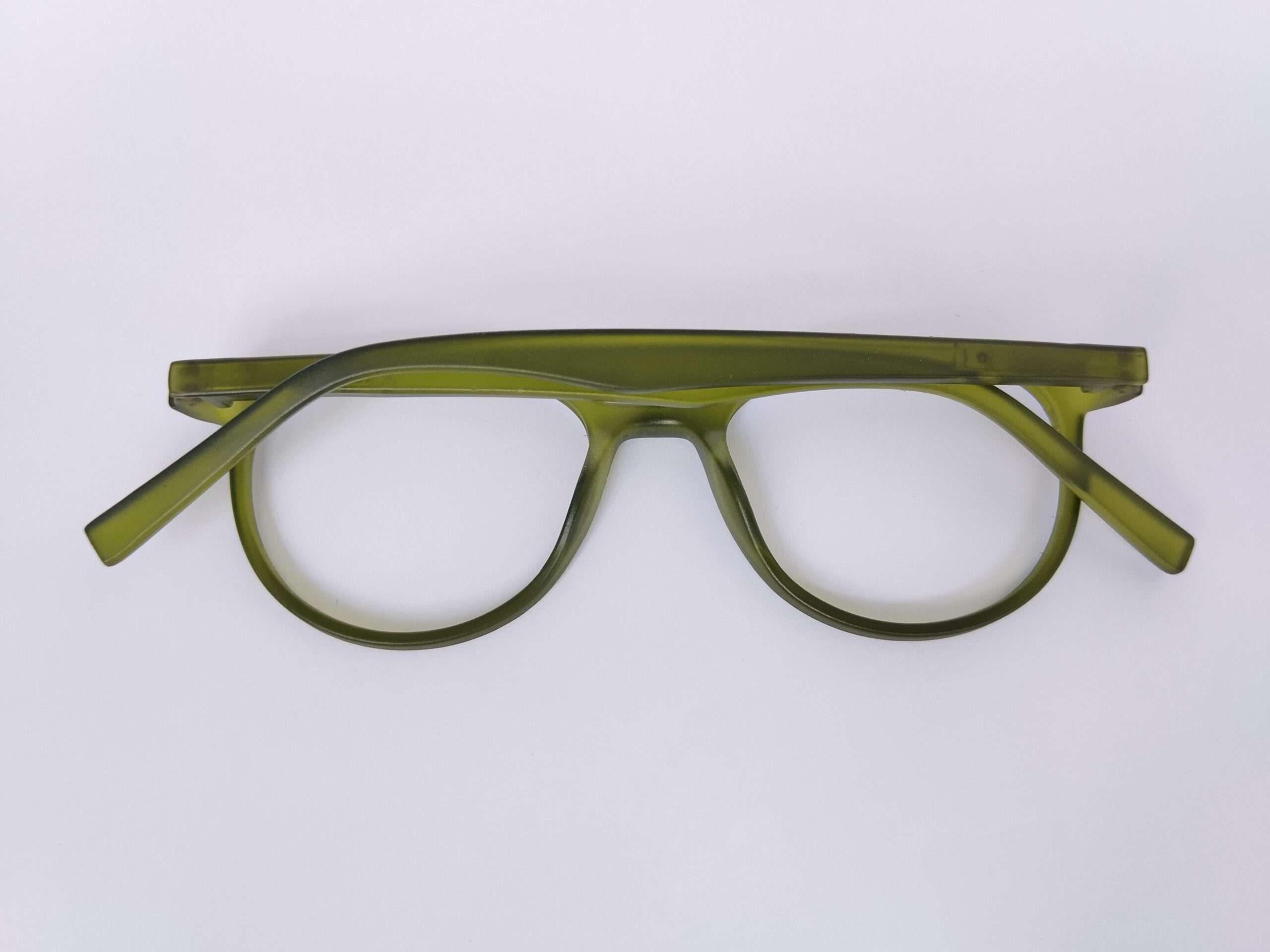 Olive Green Reading Glasses featuring a lightweight olive-green frame, smooth shaping, and clear Progressive glasses designed for daily reading comfort.