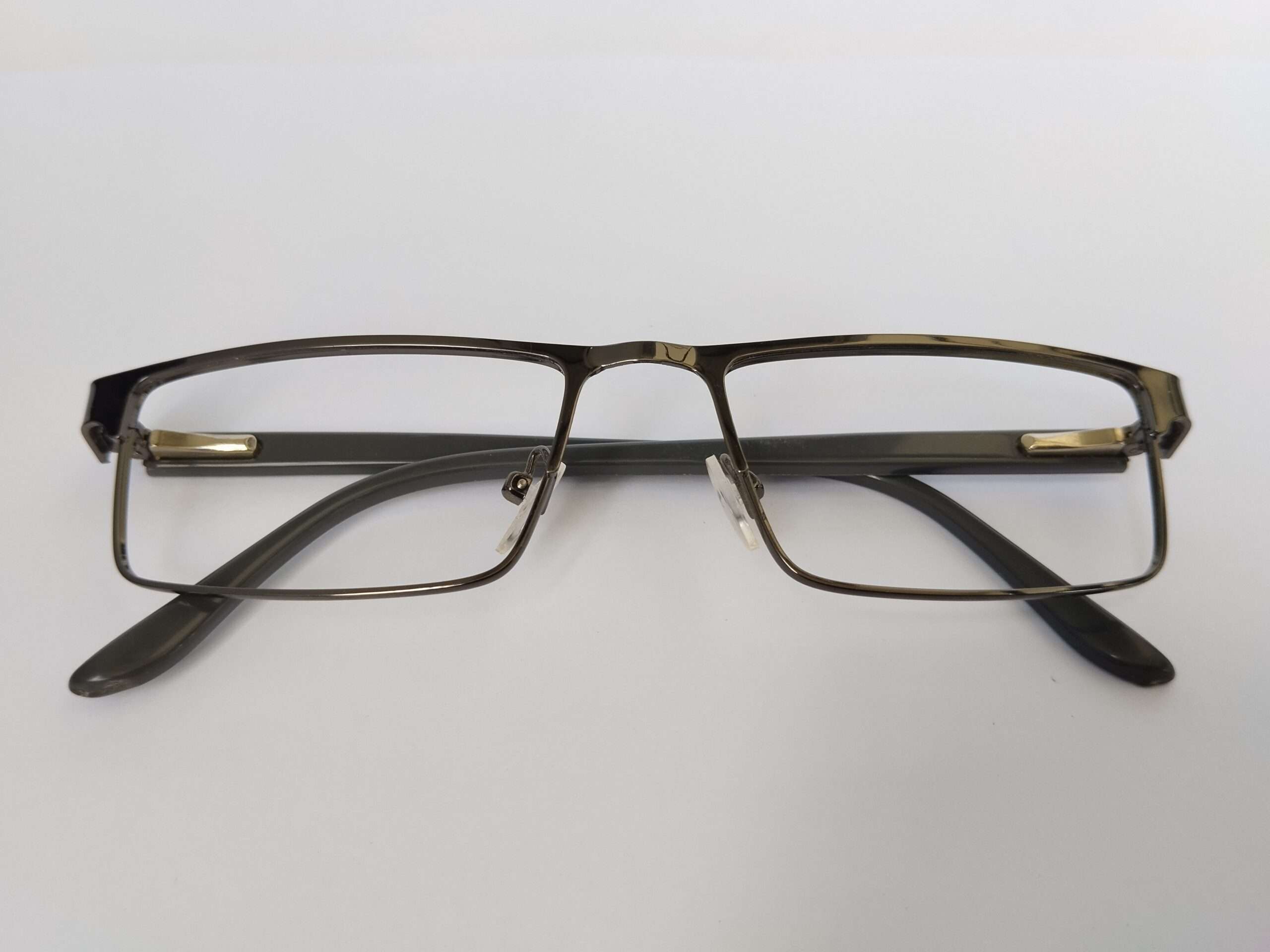 Black grey metal full frame reading eye prescription glasses with sleek metallic detailing