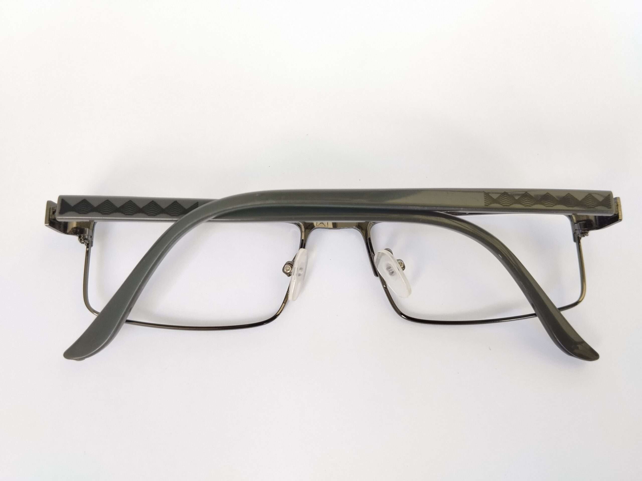 Black grey metal full frame reading eye prescription glasses with sleek metallic detailing