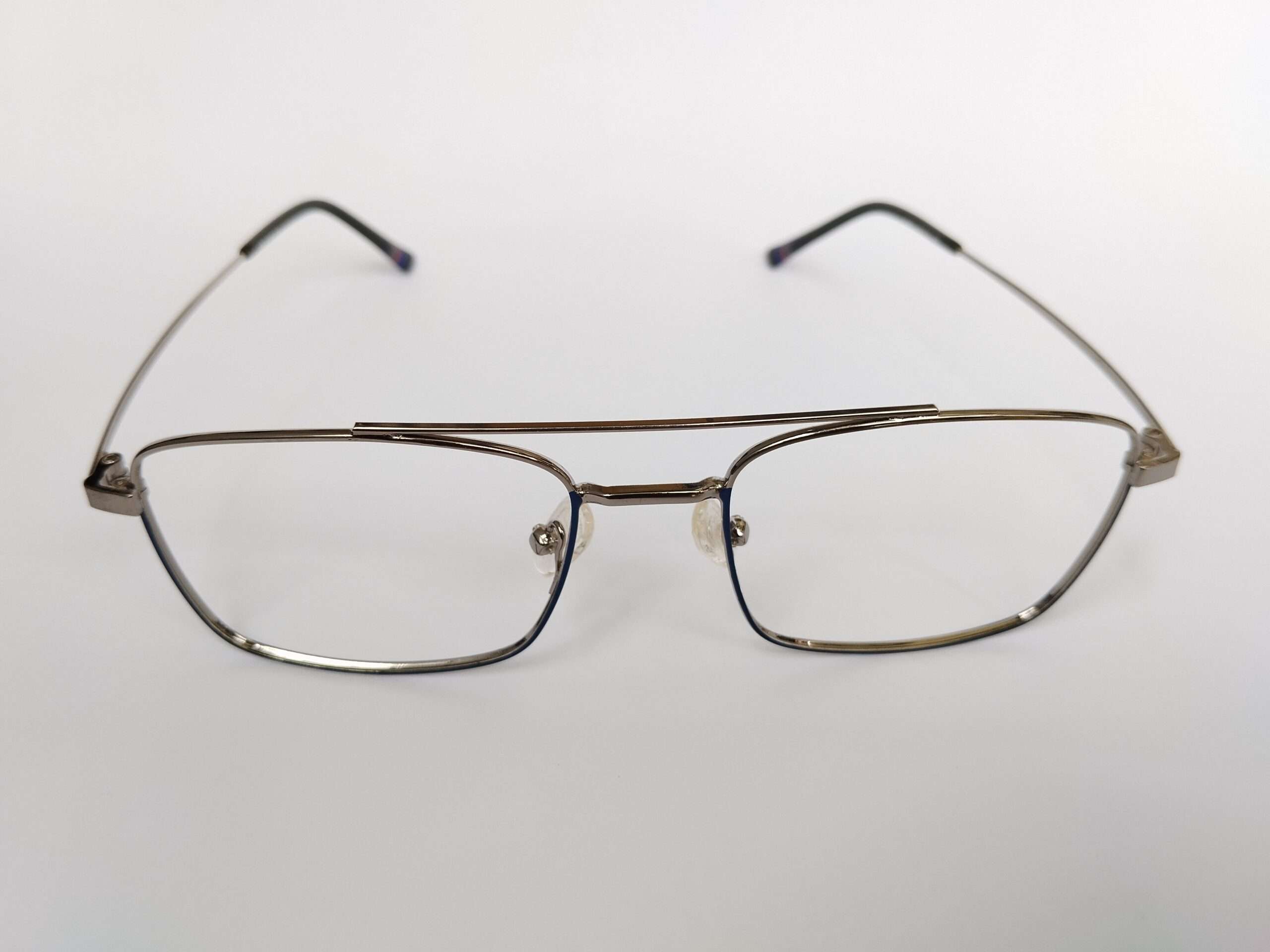 Blue grey metal aviator best reading glasses with lightweight frame and comfortable nose pads.