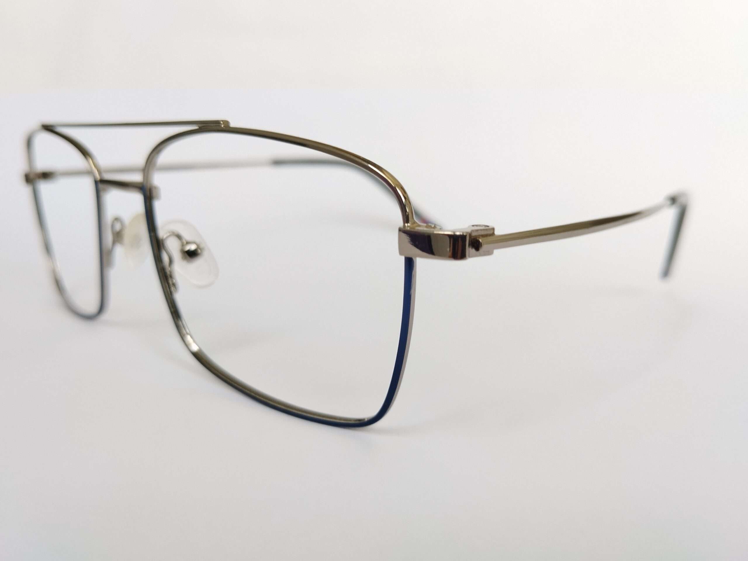Blue grey metal aviator best reading glasses with lightweight frame and comfortable nose pads.