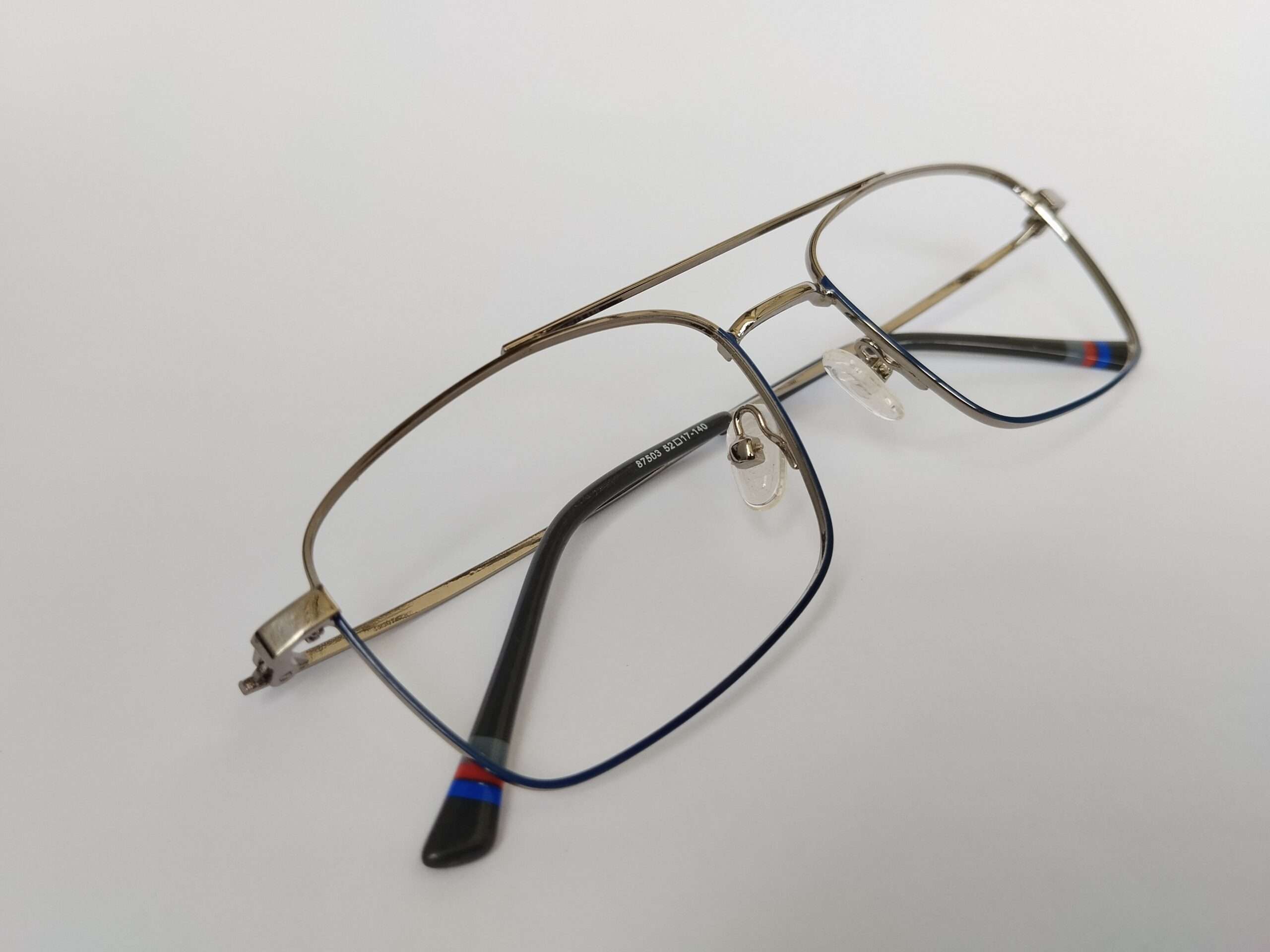 Blue grey metal aviator best reading glasses with lightweight frame and comfortable nose pads.