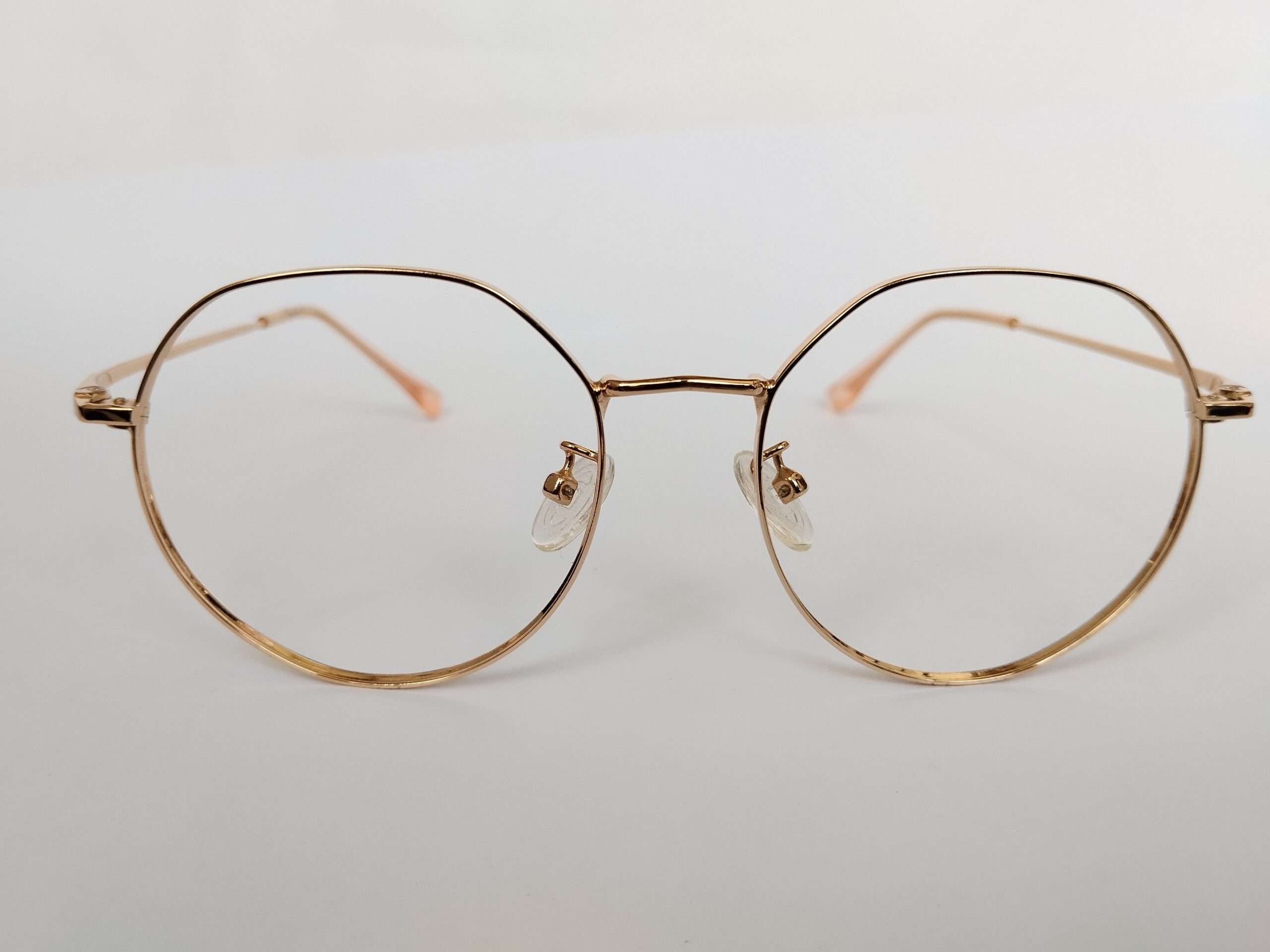 Gold metal reading glasses frames with slim & classic