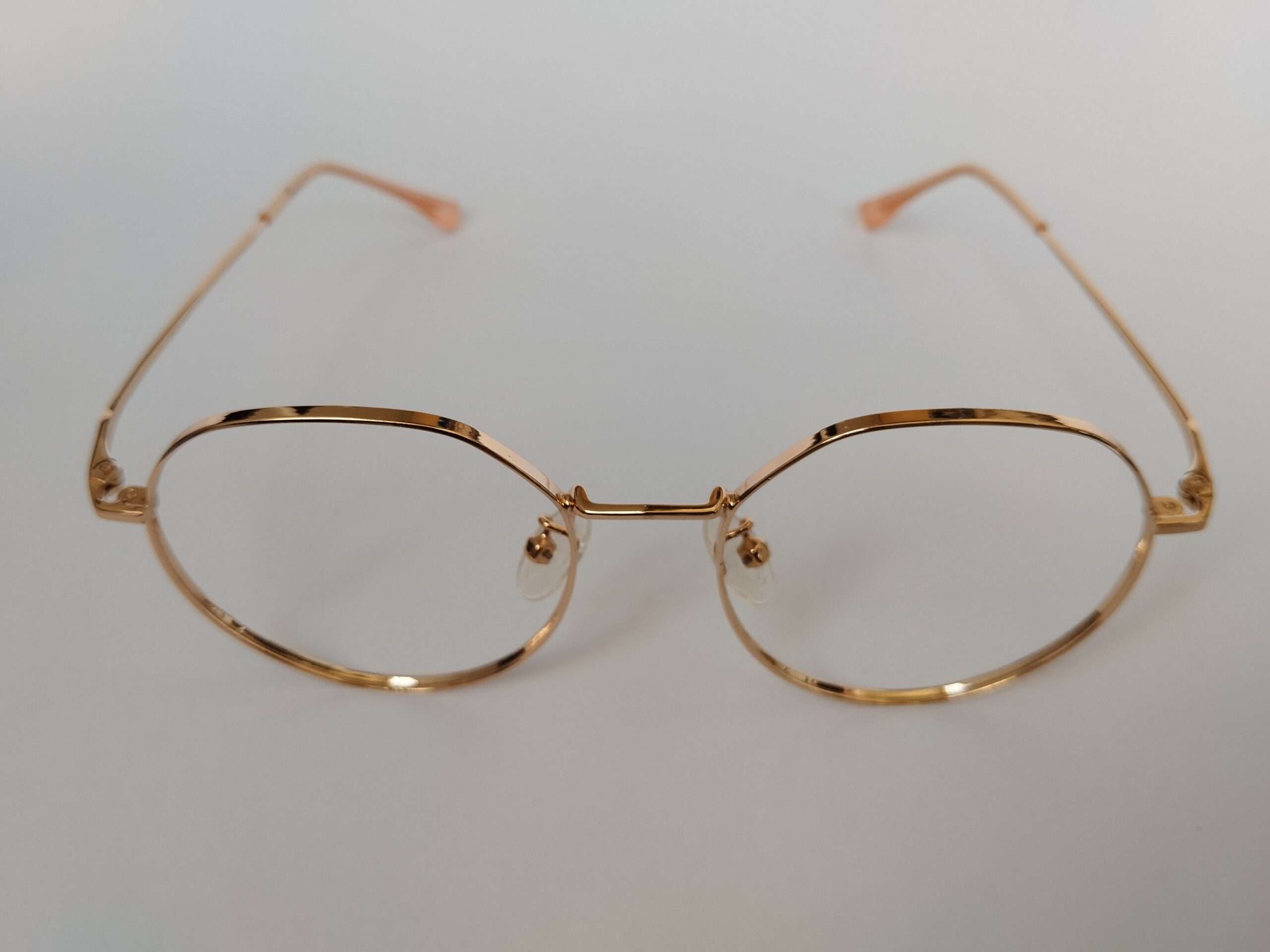 Gold metal reading glasses frames with slim & classic