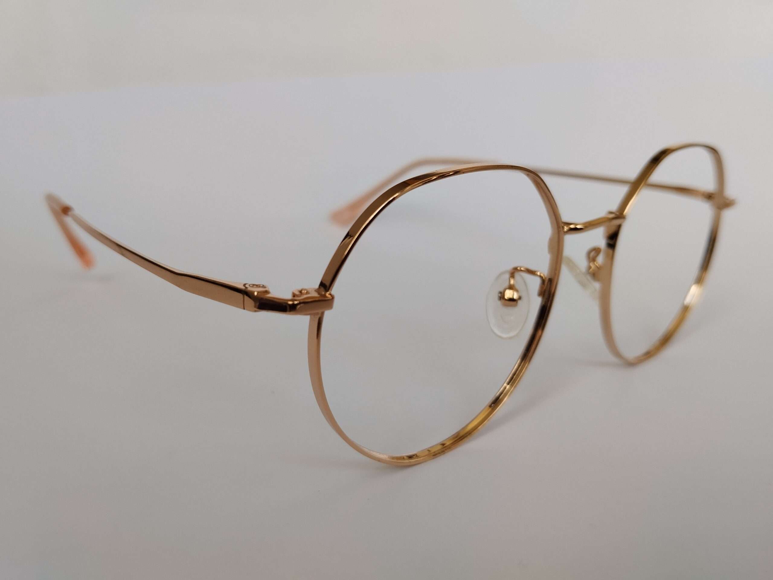 Gold metal reading glasses frames with slim & classic