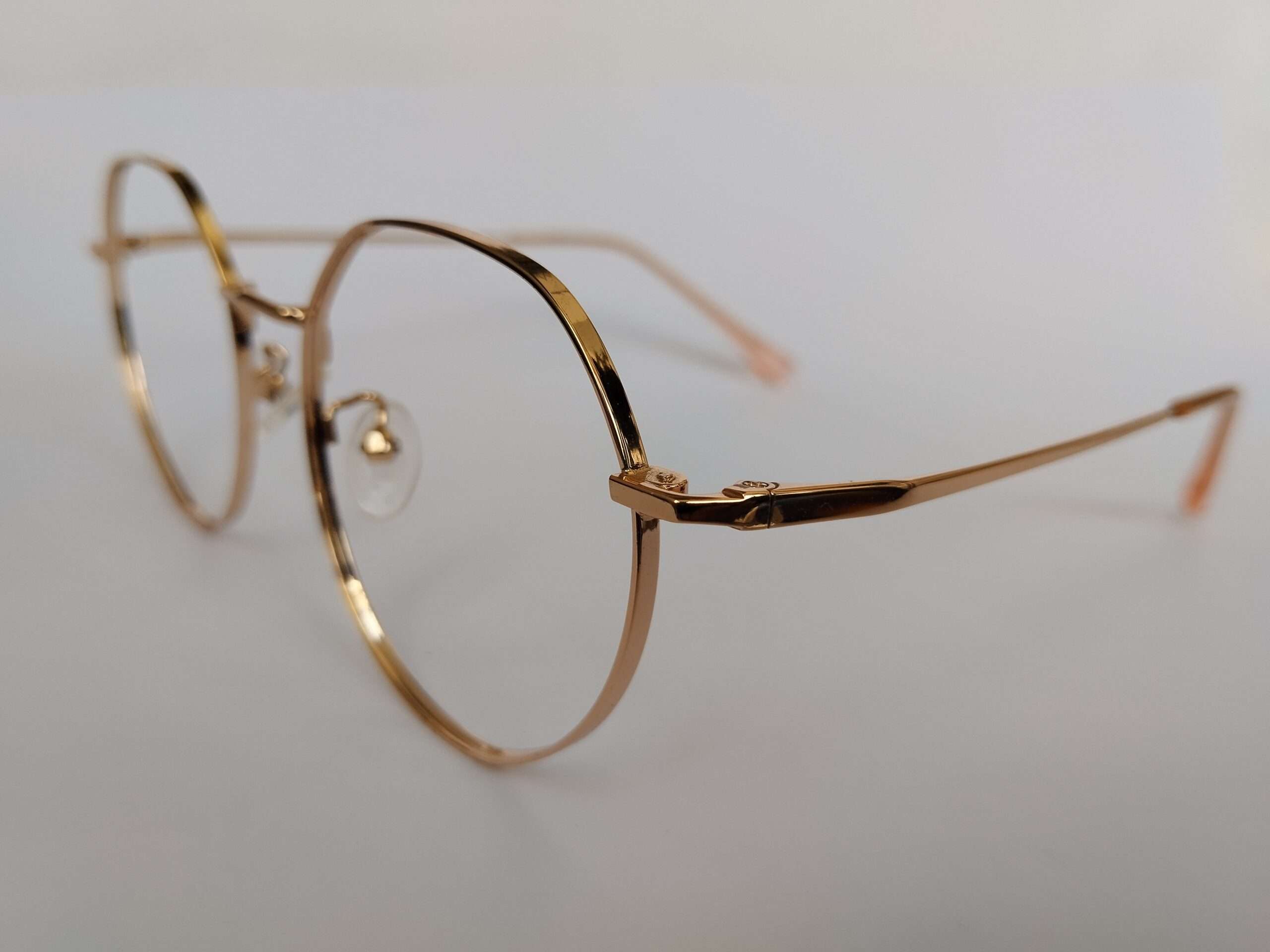 Gold metal reading glasses frames with slim & classic