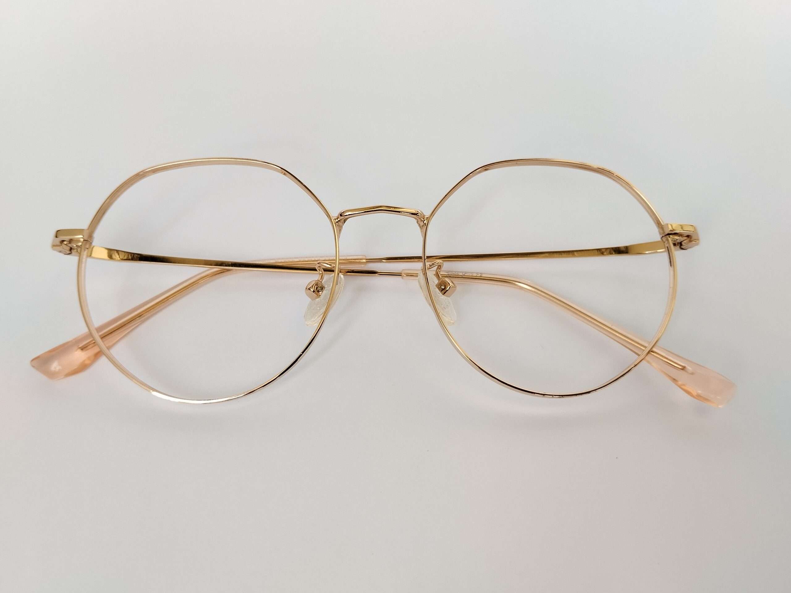 Gold metal reading glasses frames with slim & classic