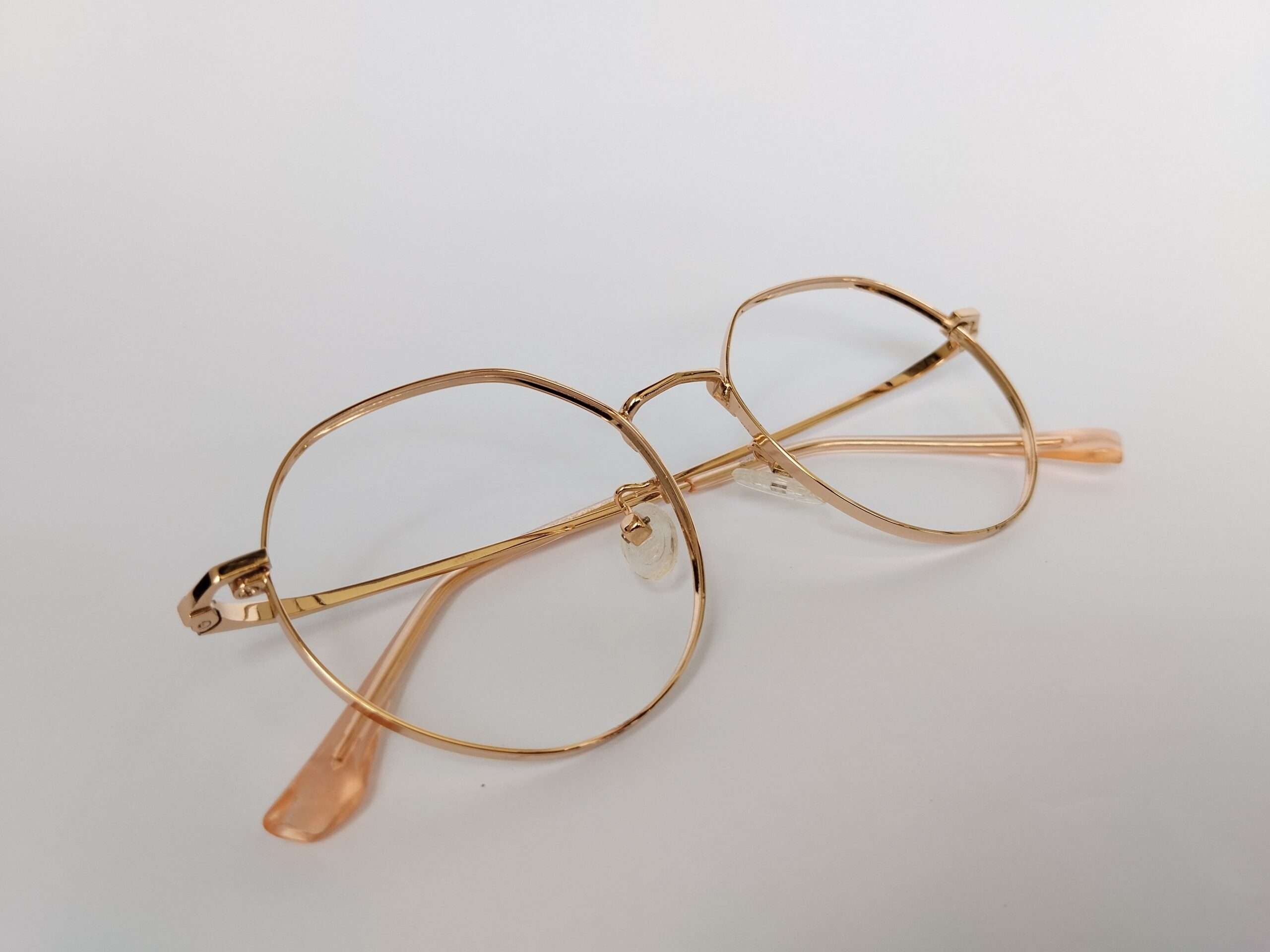 Gold metal reading glasses frames with slim & classic