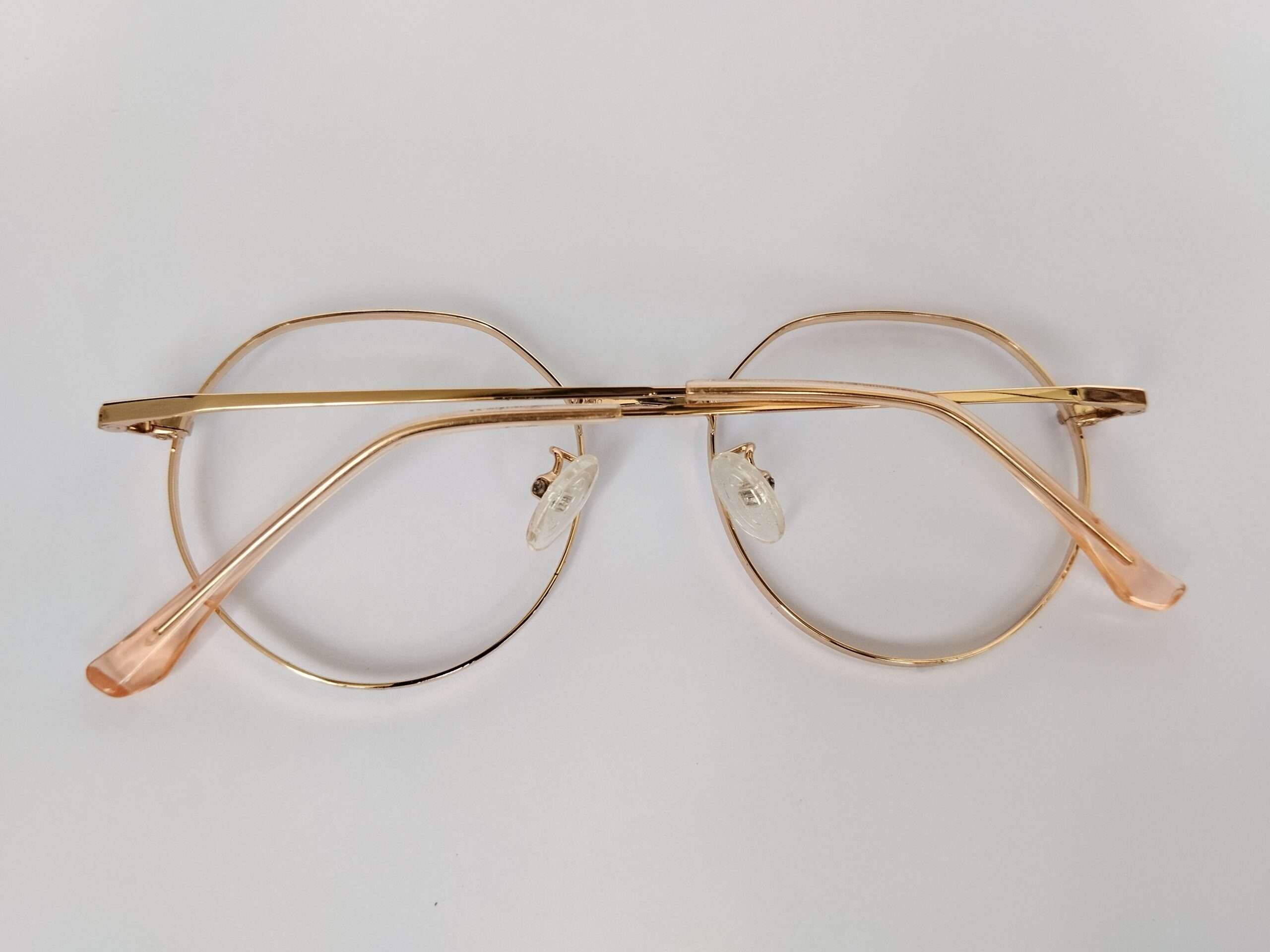 Gold metal reading glasses frames with slim & classic