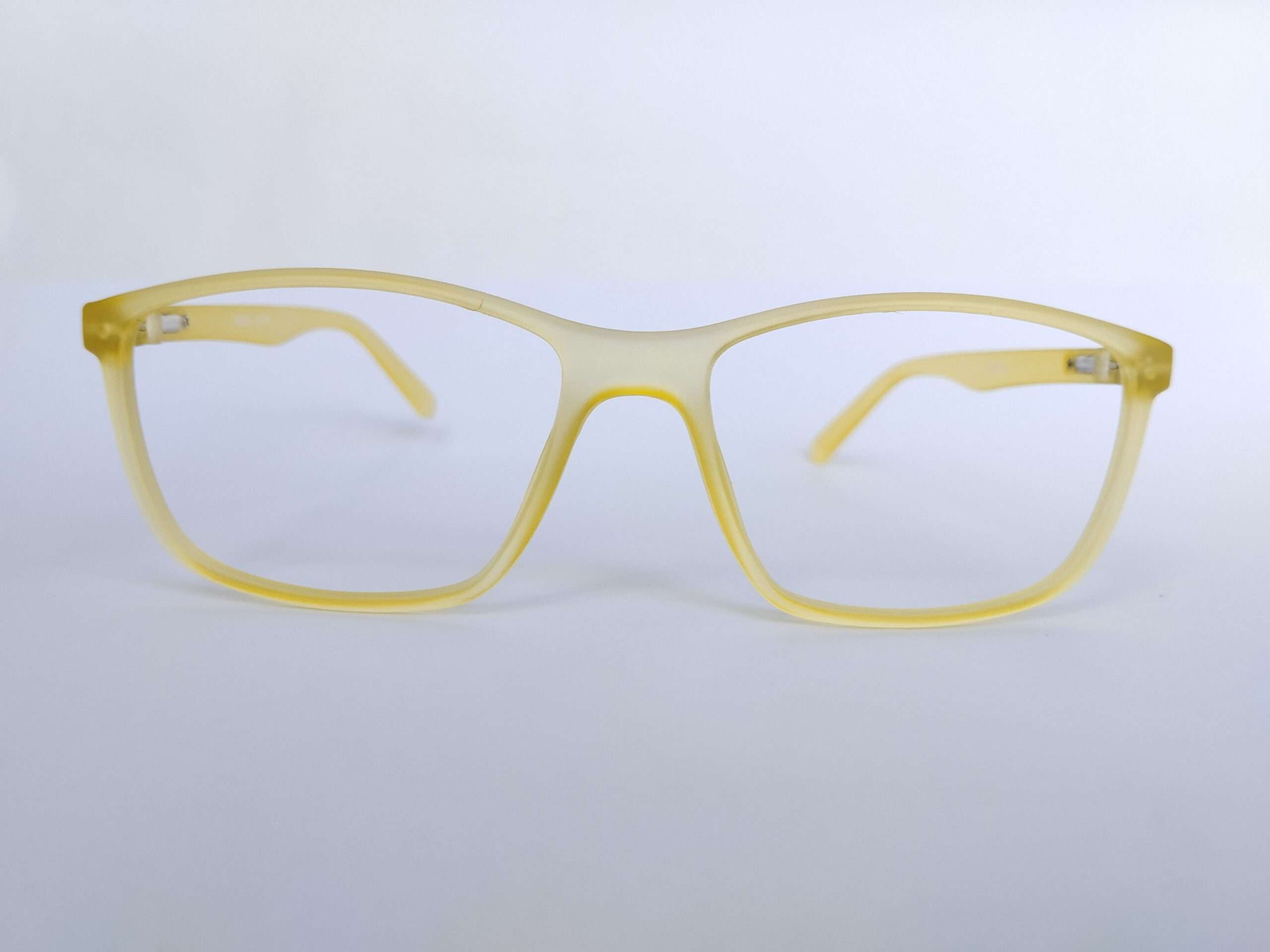 Matte yellow anti glare reading glasses with slim full-frame lightweight design