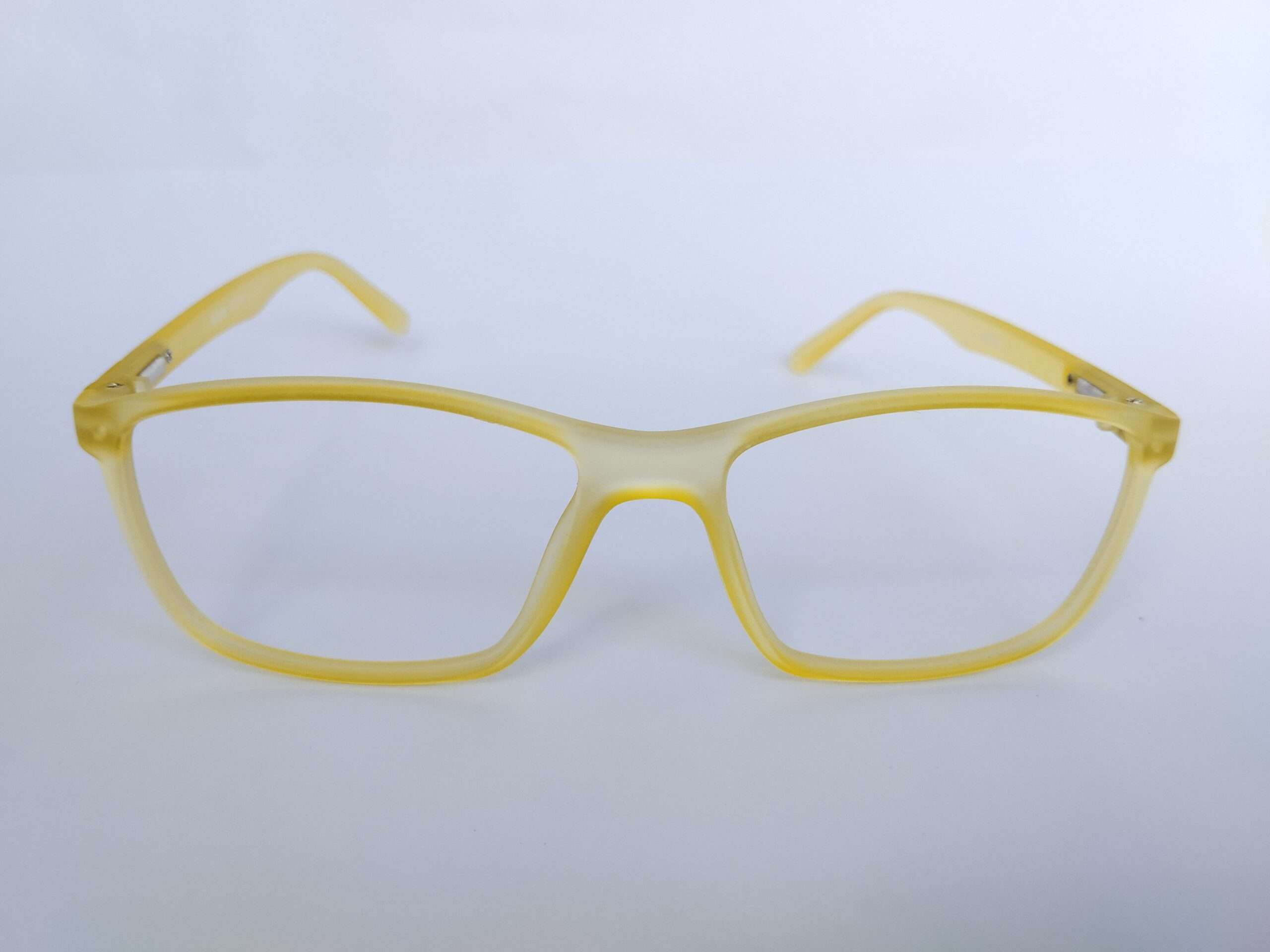 Matte yellow anti glare reading glasses with slim full-frame lightweight design