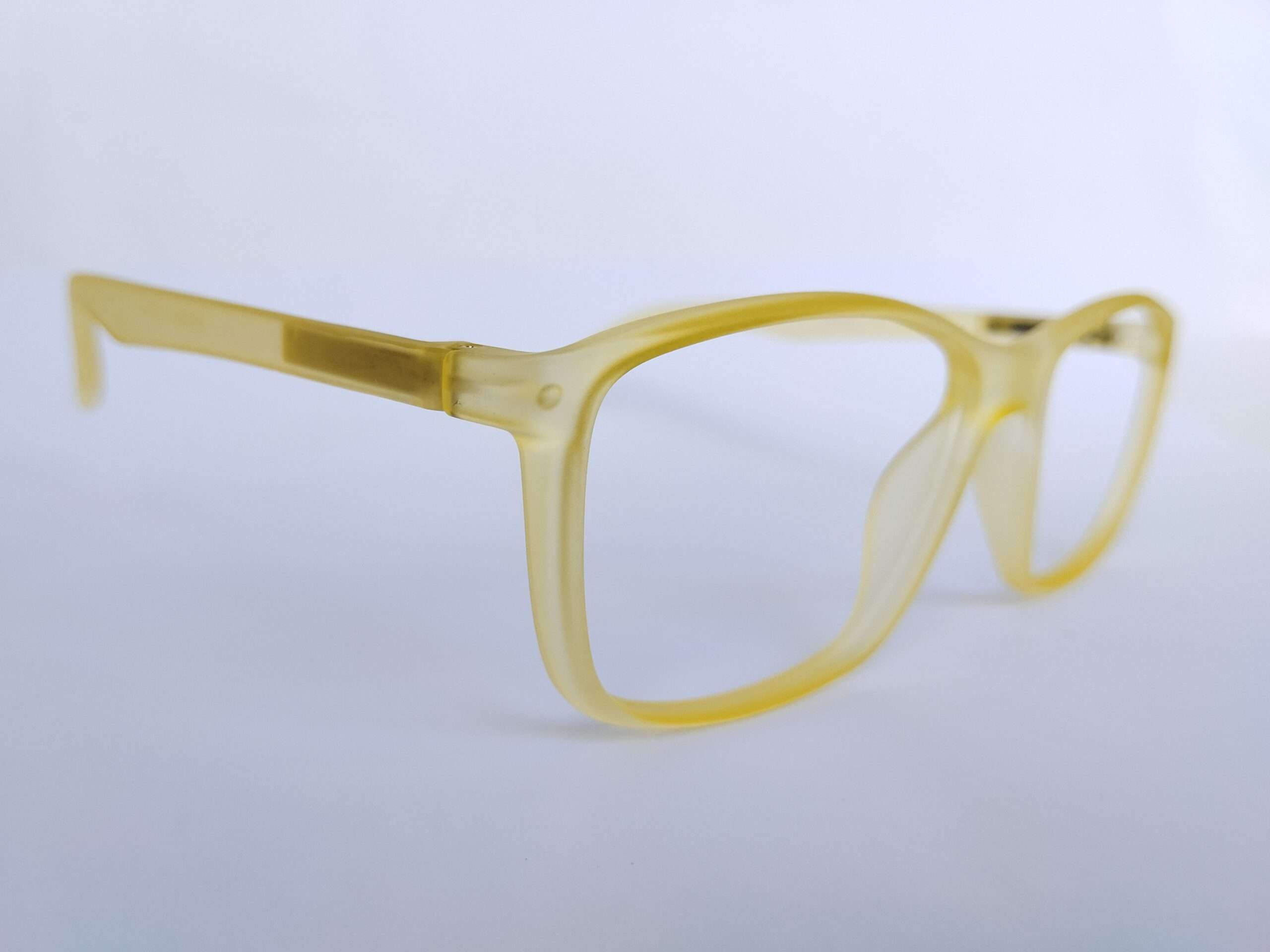 Matte yellow anti glare reading glasses with slim full-frame lightweight design