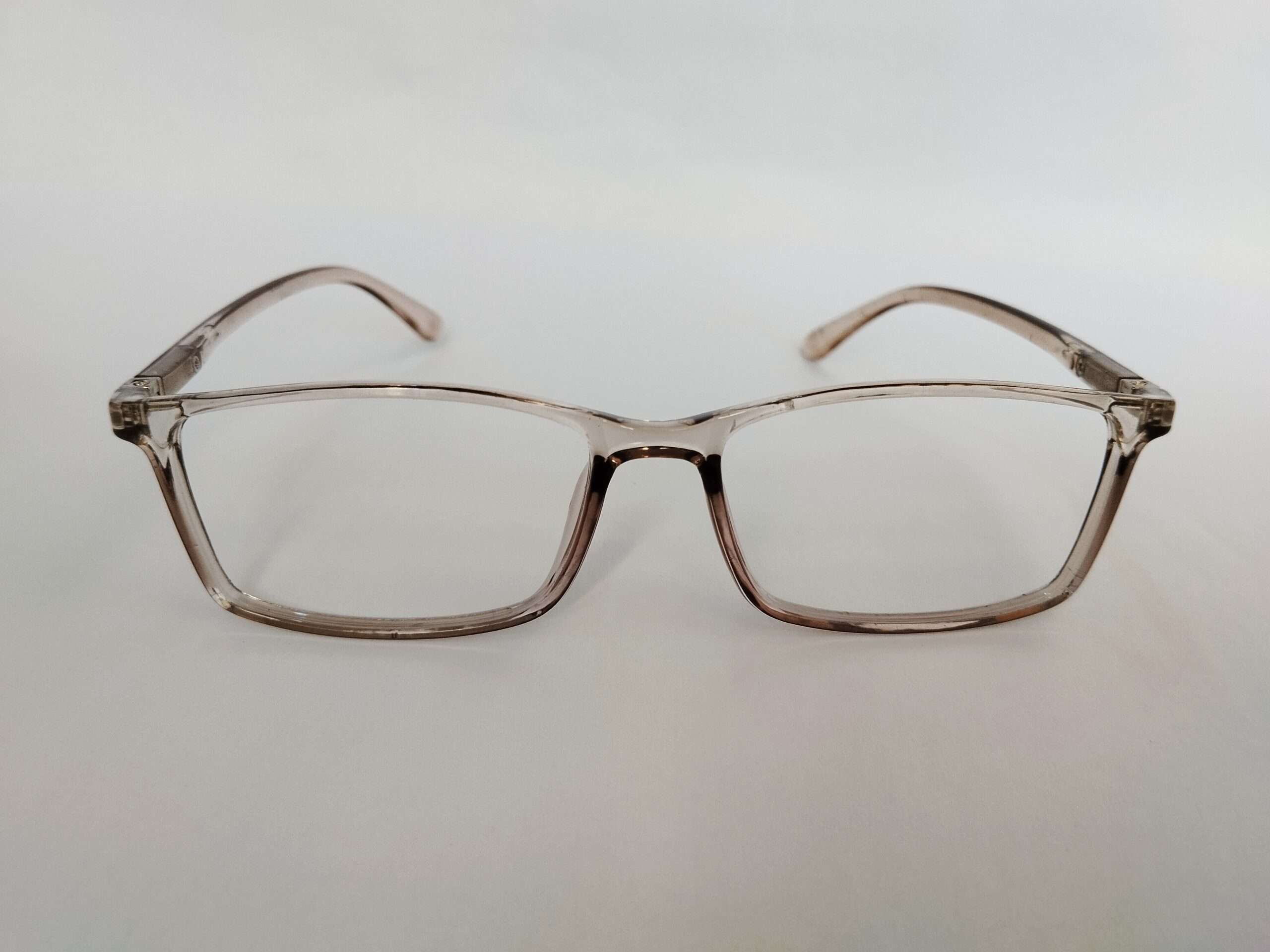 Grey rectangle reading glasses with modern lightweight design and smooth finish