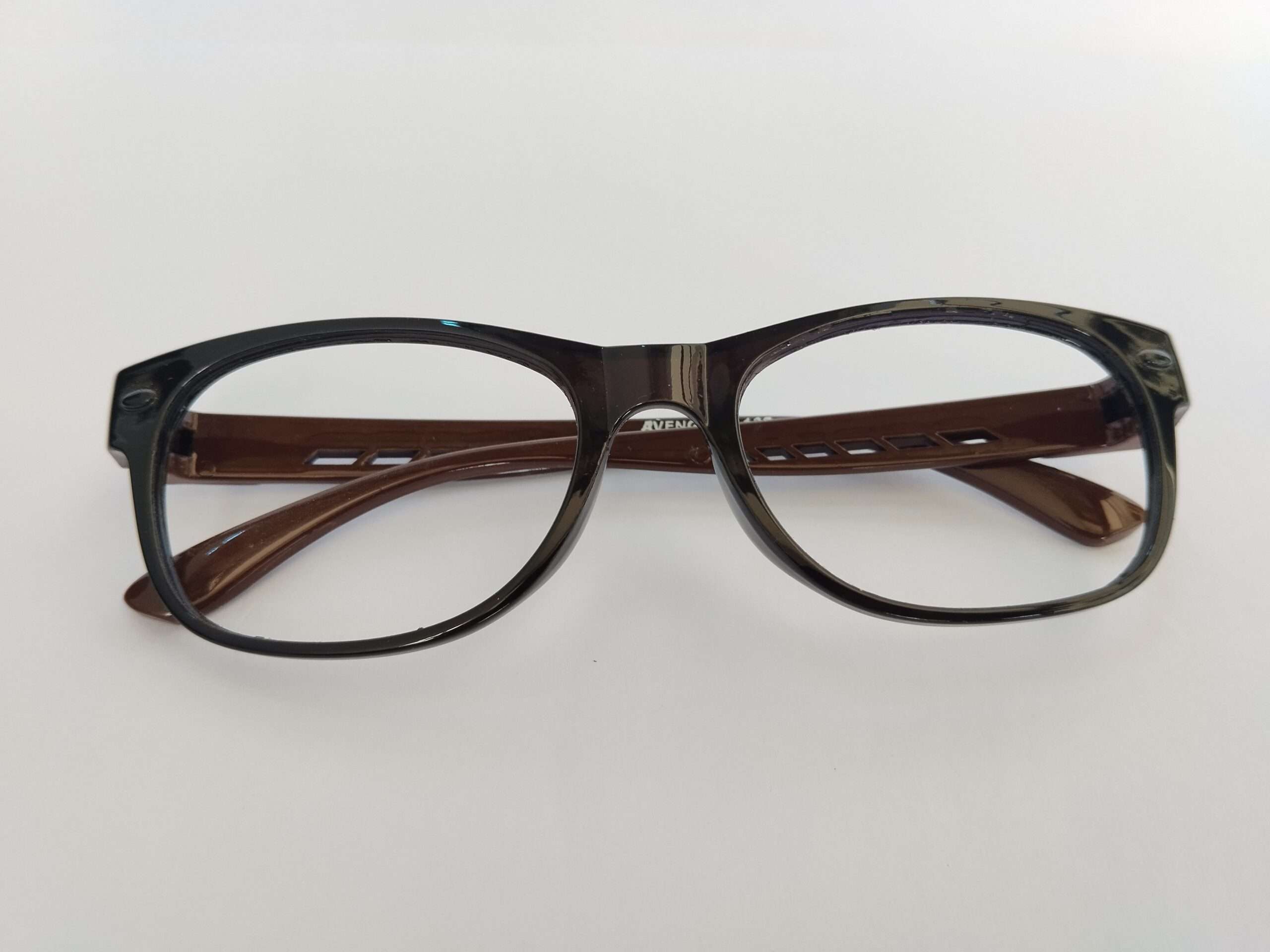 Black brown male reading glasses with a sleek modern frame and smooth dual-tone finish.