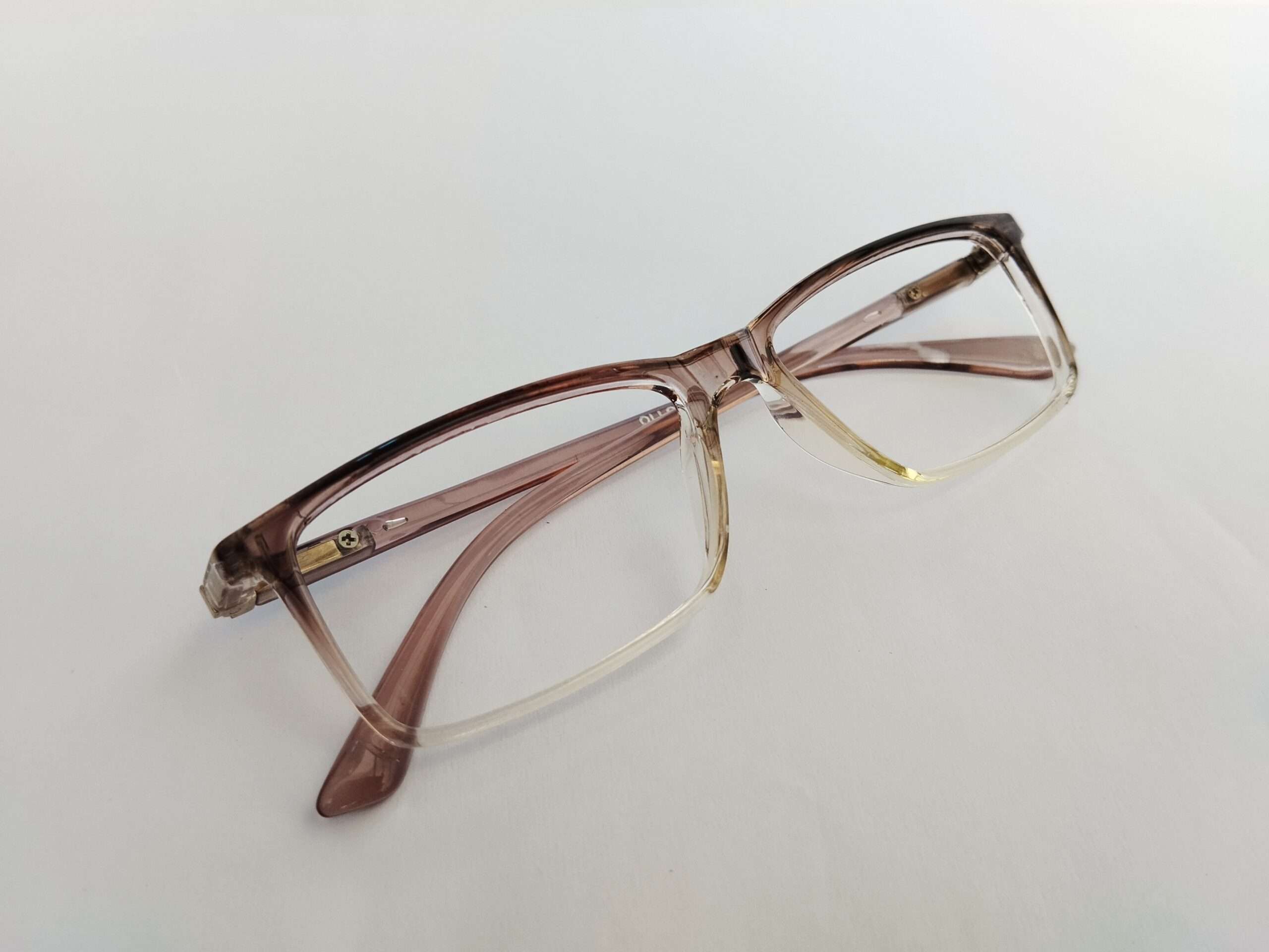 Light grey with white shade grey rectangle glasses with soft modern dual-tone design